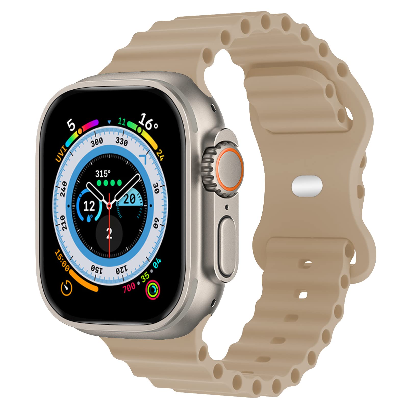 TopPerfekt Ocean strap Compatible with Apple Watch Ultra strap 42mm 44mm 45mm 49mm, Adjustable Soft Silicone Elastic Sport Breathable strap for women men Apple iWatch Series 8 7 6 5 4 3 2 1 SE Ultra