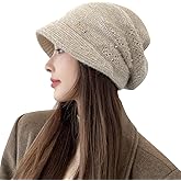YUSSTAR Slouchy Knit Beanie with Brim Visor Bill Fancy Chemo Cap Winter Baggy Hats Women
