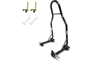 FocoMyLord Motorcycle Rear Wheel Stand, Motorcycle Lift Jack Stand with U+L Fork Swingarm Spool, 850 lbs Capacity Heavy Duty Rear Wheel Stand with 2 Wrench for Suzuki Yamaha Honda Kawasaki, Black