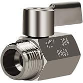 Showerhead Shut Off Valve with Stainless Handle, 304 Stainless Steel Mini Ball Valve(1/2" Female X Male) NPT Thread, Water Flow Control Valve Regulator Chrome, Shower Head Flow Control Valve
