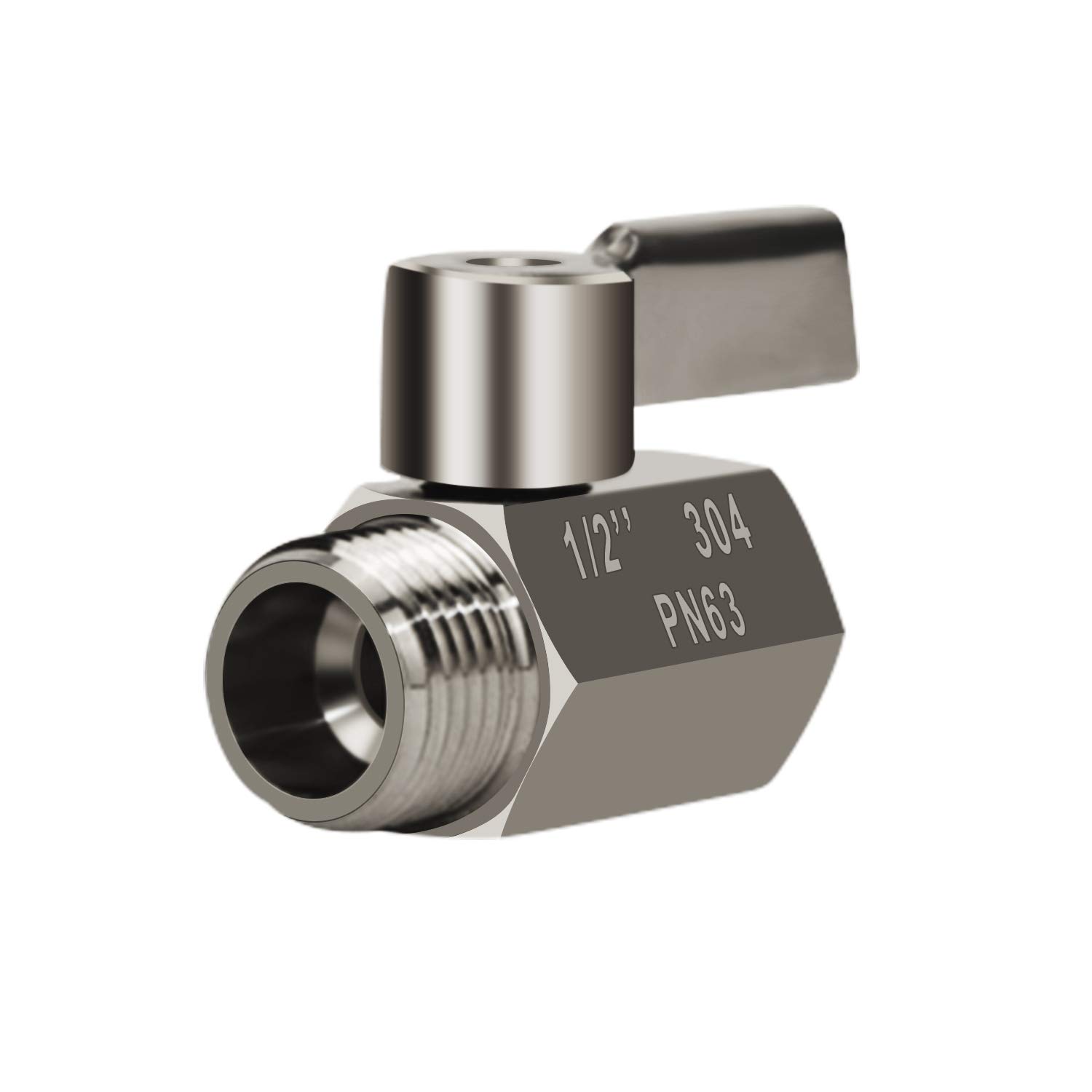 Photo 1 of Showerhead Shut Off Valve with Stainless Handle, 304 Stainless Steel Mini Ball Valve(1/2" Female X Male) NPT Thread, Water Flow Control Valve Regulator Chrome, Shower Head Flow Control Valve