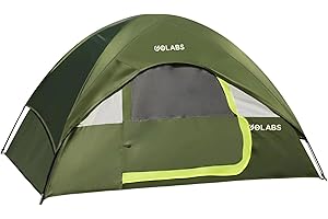 Golabs CT1 2 Person Camping Tent, Easy Set Up in 3 Mins, PU1500mm Waterproof w/Mesh Top & Door with Ventilation, Lightweight 4.4lbs Portable Family Tent with Carry Bag &Interior Storage Pockets &Hook