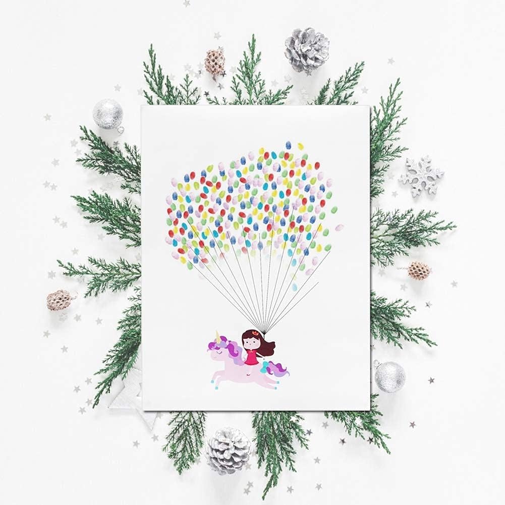 Wifehelper Cartoon Woodland DIY Fingerprint Painting, Cute Pattern Guest Signature Tree for Wedding Home Decoration(HK197)