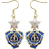 Gold-Plated Rose Earrings for Women,Fashion Rose Earrings Best Gift for Wife Mother on Valentines Day Anniversary Birthday