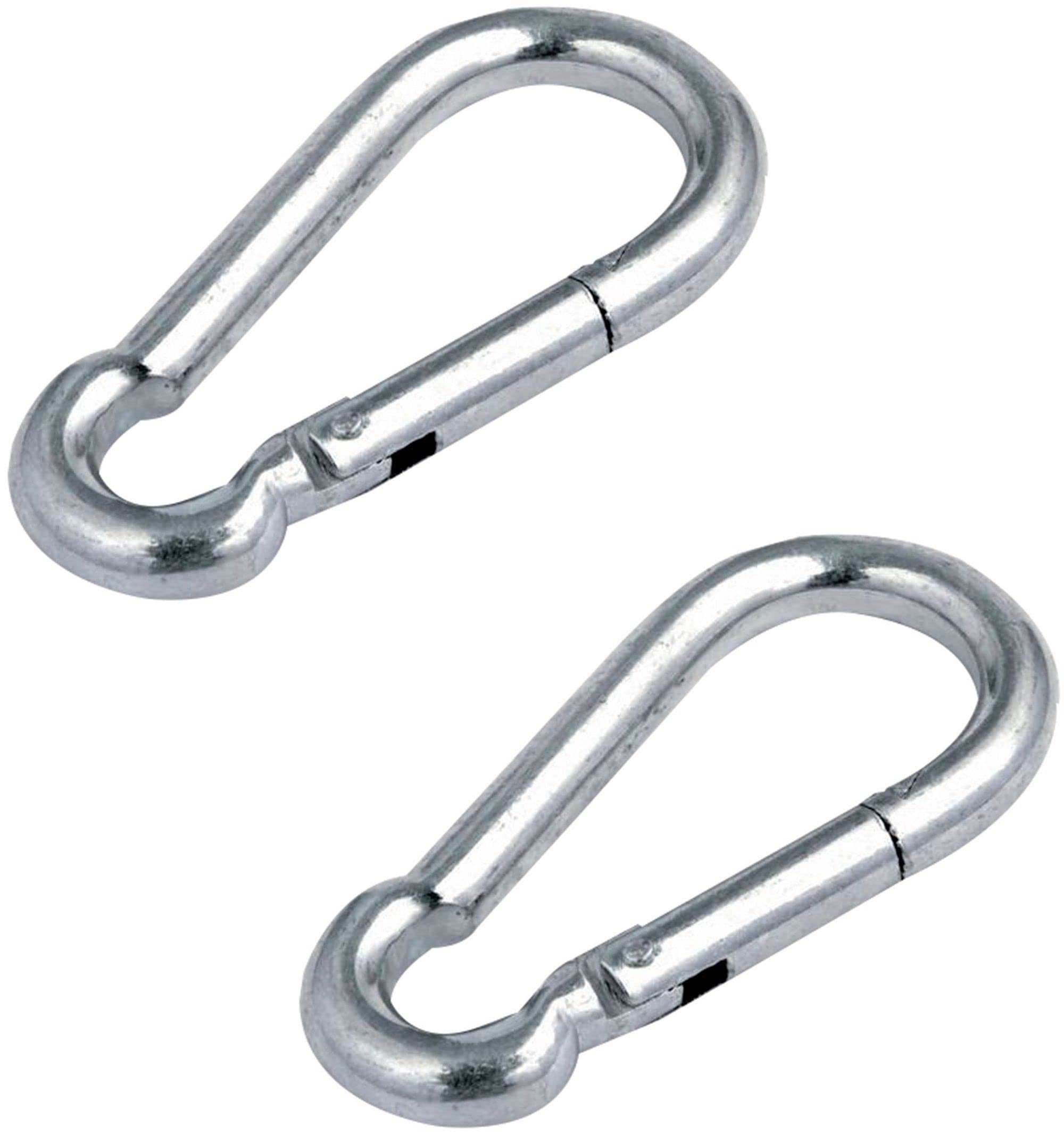 cyclingcolors 3701260842931 2 x Steel Carabiner Hooks, Diameter 5 mm, Silver