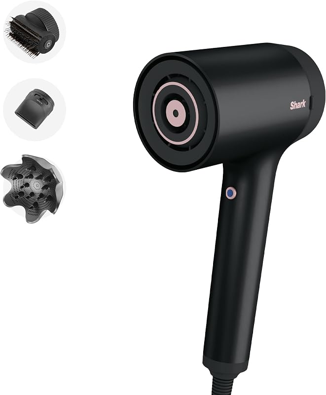 STYLE iQ Asciugacapelli e Styler per Capelli a Ioni 3 in 1, con Spazzola, Diffusore per Ricci e Concentratore, Asciugatura Veloce, Senza Danni, Impostazioni Automatiche, Nero/Oro Rosa, HD120EU