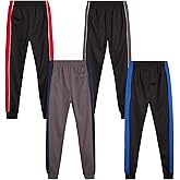 Quad Seven Boys Sweatpants - 4 Pack Active Tricot Boys Joggers for Kids - Performance Athletic Pants with Pockets (4-18)