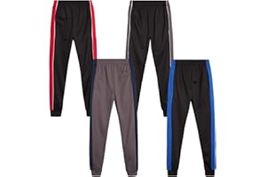Quad Seven Boys Sweatpants - 4 Pack Active Tricot Boys Joggers for Kids - Performance Athletic Pants with Pockets (4-18)