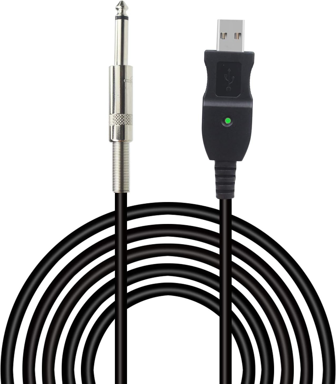 WeiMeet USB Guitar Cable 10 Feet USB Interface Male to 6.35mm 1/4" Mono Male Electric Guitar Cable Studio Audio Connector Cords Adapter