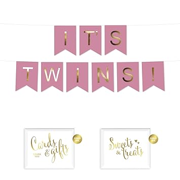 Amazon Com Andaz Press Shiny Gold Foil Paper Pennant Hanging Baby