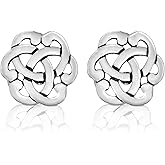 AeraVida Interlocking Celtic Knot Sterling Silver Stud Earrings for Women, 10mm, Small Earring, Tiny Earring