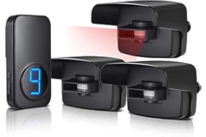 BISTEE Wireless Driveway Alarm Motion Sensor, 600FT Range Outdoor Weather Resistant Motion Sensor & Detector Security Alert System Monitor Protect Outdoor/Indoor Property - 1 Receiver 3 Infrared Sensors