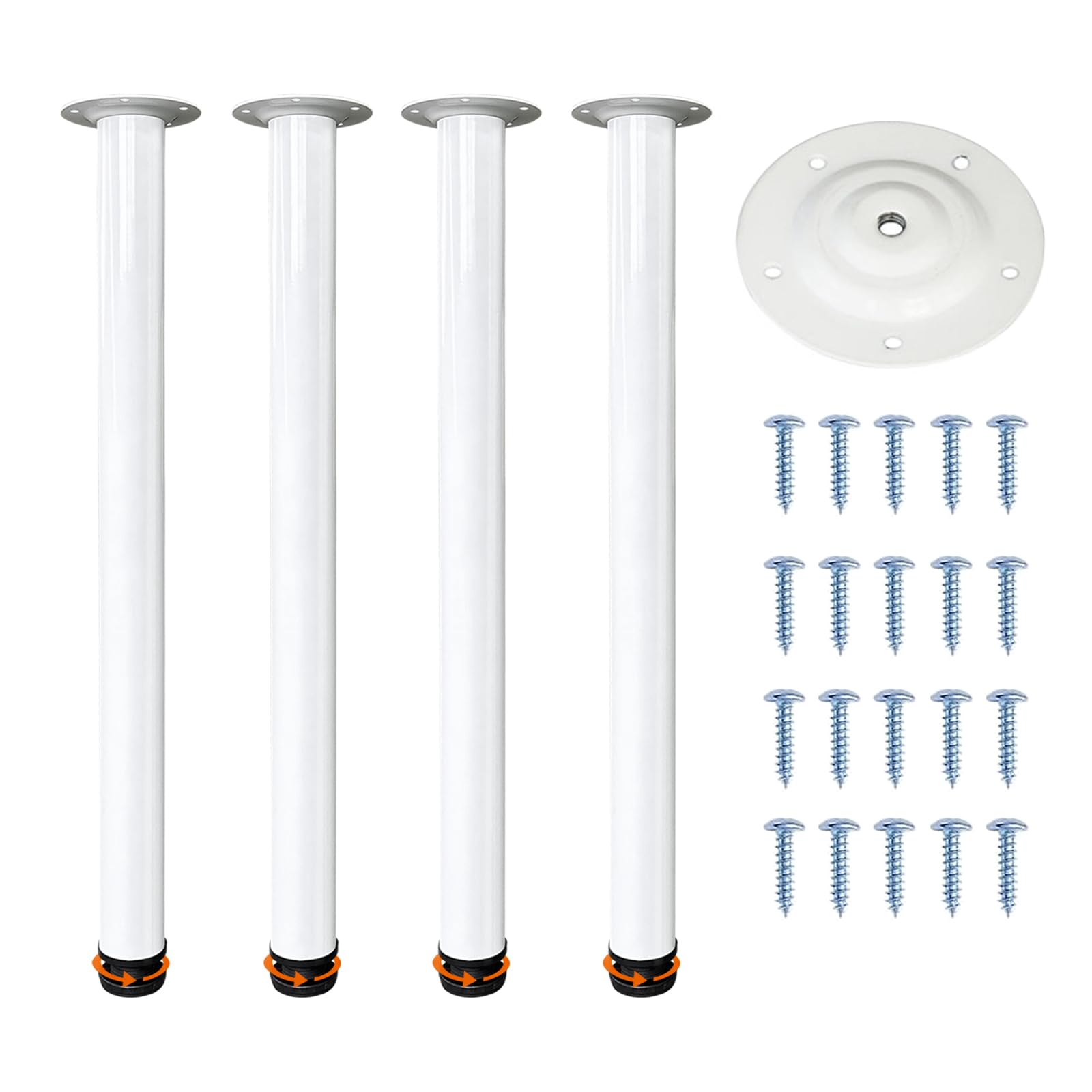 QLLY Table Legs 75cm/29.5 inch Adjustable Metal Desk Legs, 4 Pcs Furniture Legs, DIY Office Table Leg (75cm, White)