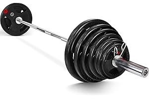 Fitvids Olympic 2-Inch Cast Iron Barbell Set, Including 300 LBS Weight Plates and 7FT Barbell Set, Multiple Packages