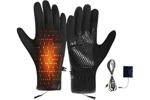 Rechargeable Heated Gloves for Women Men, Thin Heated Gloves for Winter, Waterproof & Non-Slip Heating Glove, 1/3 Adjustable 