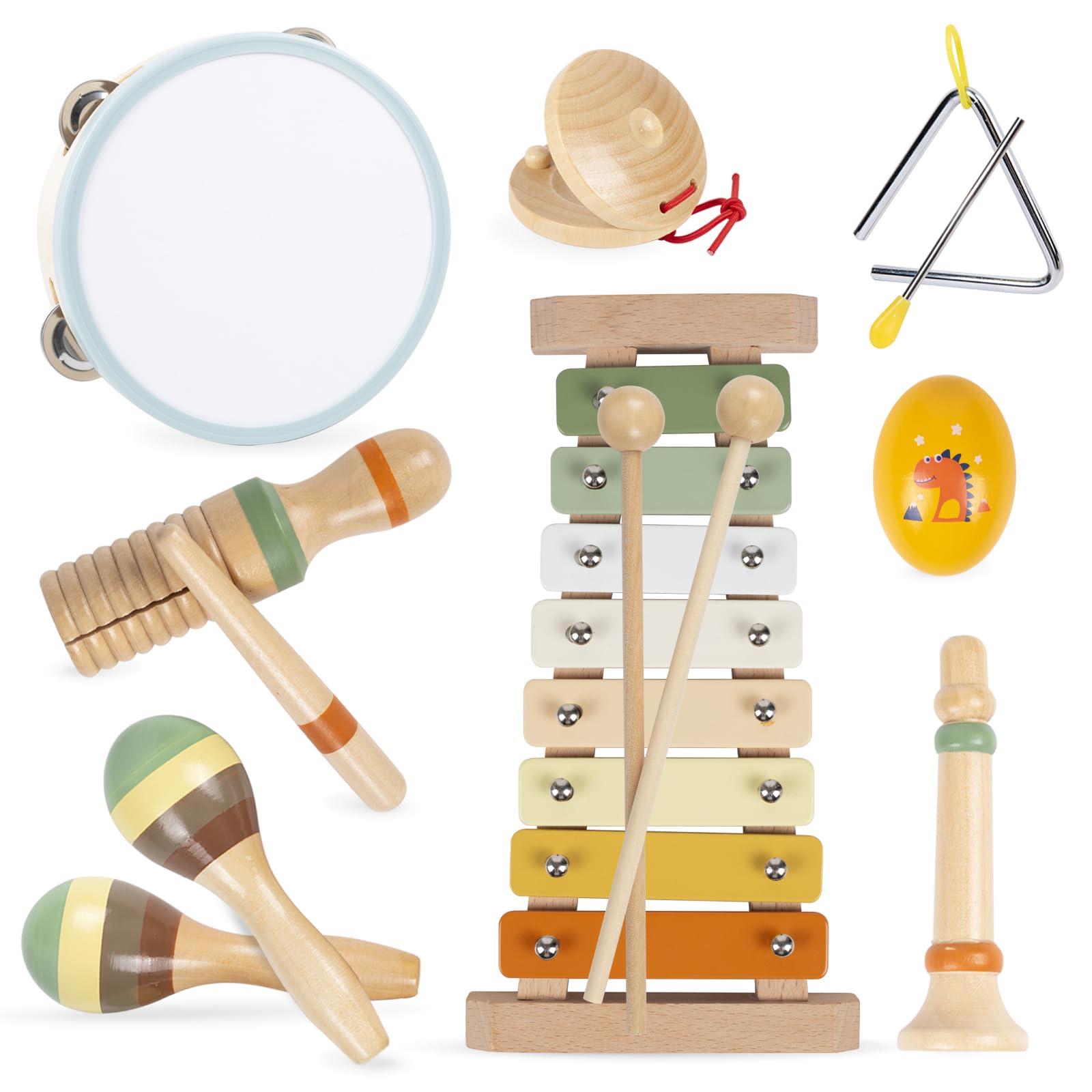 Kids Musical Instruments, Wooden Montessori Musical Instruments Toys for Toddlers, Musical Xylophone Kids Educational Birthday Gifts for Baby Toddlers Boys Girls (Colorful Wood)