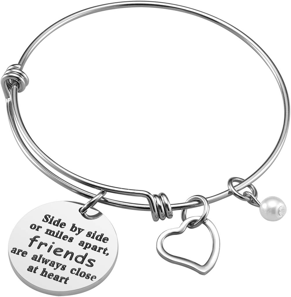 iJuqi Friendship Bracelet Gift - Friendship Gift for Best Friend, Side by Side Friends Bangle Bracelet for Women Teen Girls Sisters, Birthday Gifts Stainless Steel BFF Jewelry