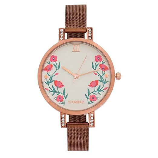 Analog Women's Watch (White Dial Brown Colored Strap)