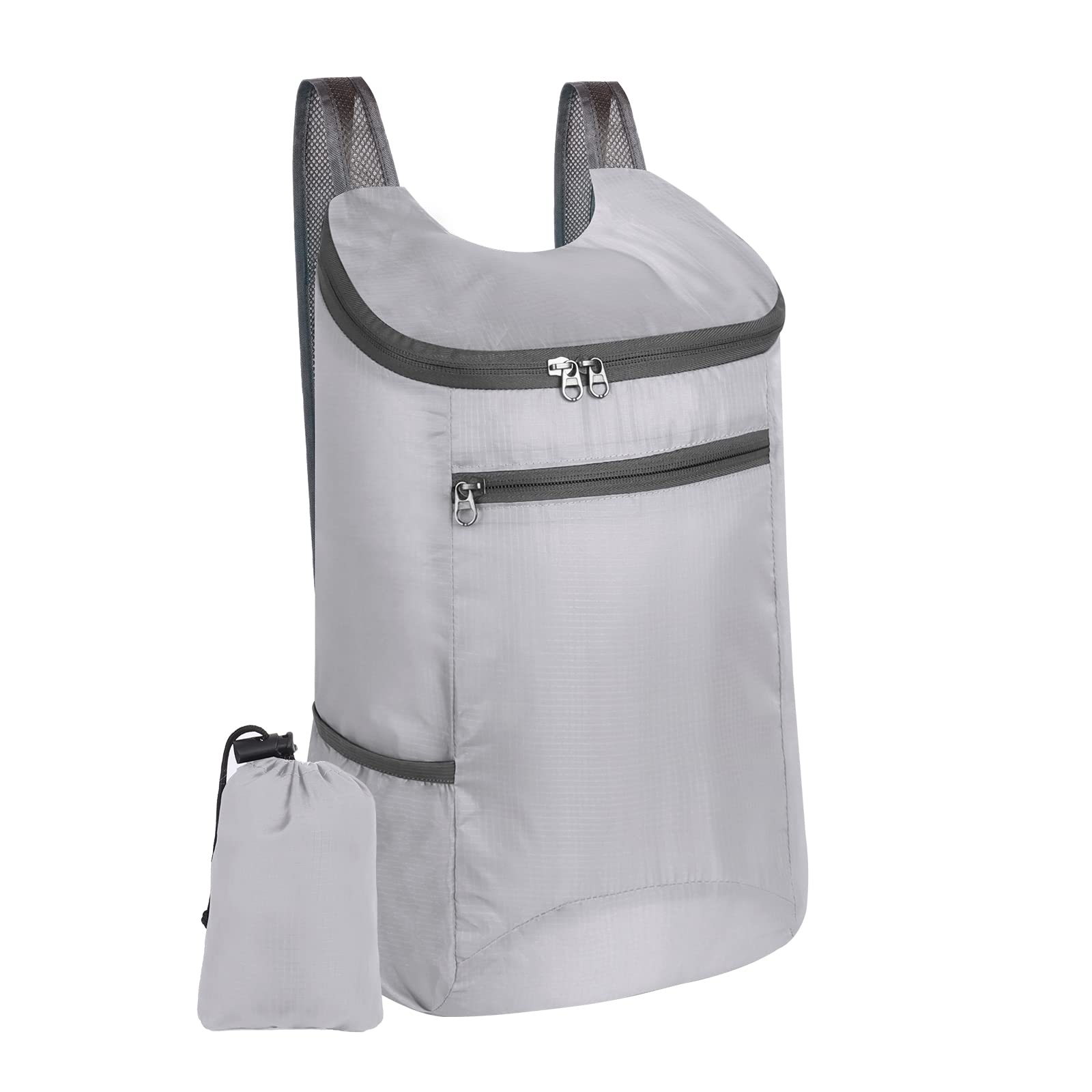 Beaface Foldable Backpack Waterproof Lightweight, Small Backpacks Foldable Rucksack for Travel, Packable Folding Backpack for Men Women Outdoor Hiking Walking Camping Biking (Grey)