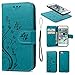 Compatible with iPhone 7 Case, iPhone 8 Wallet Case PU Embossed Butterfly Flower Leather Detachable Wallet with Card Holder and ID Slot Cover for iPhone 7 & iPhone 8 4.7 inch Blue
