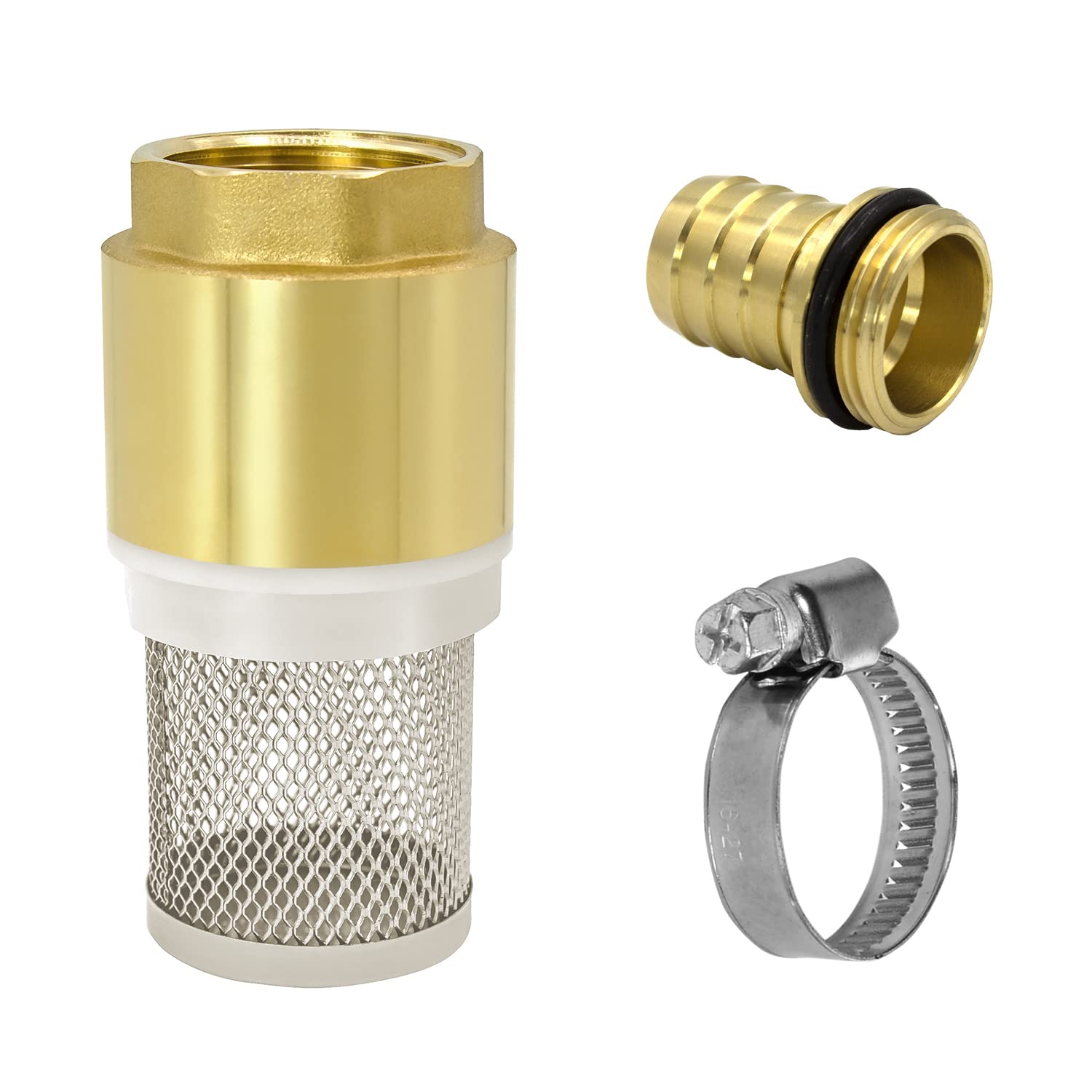 Variosan Suction Filter Set, Brass, Foot Valve with Check Valve, Suction Basket, Nozzle and Hose Clamp
