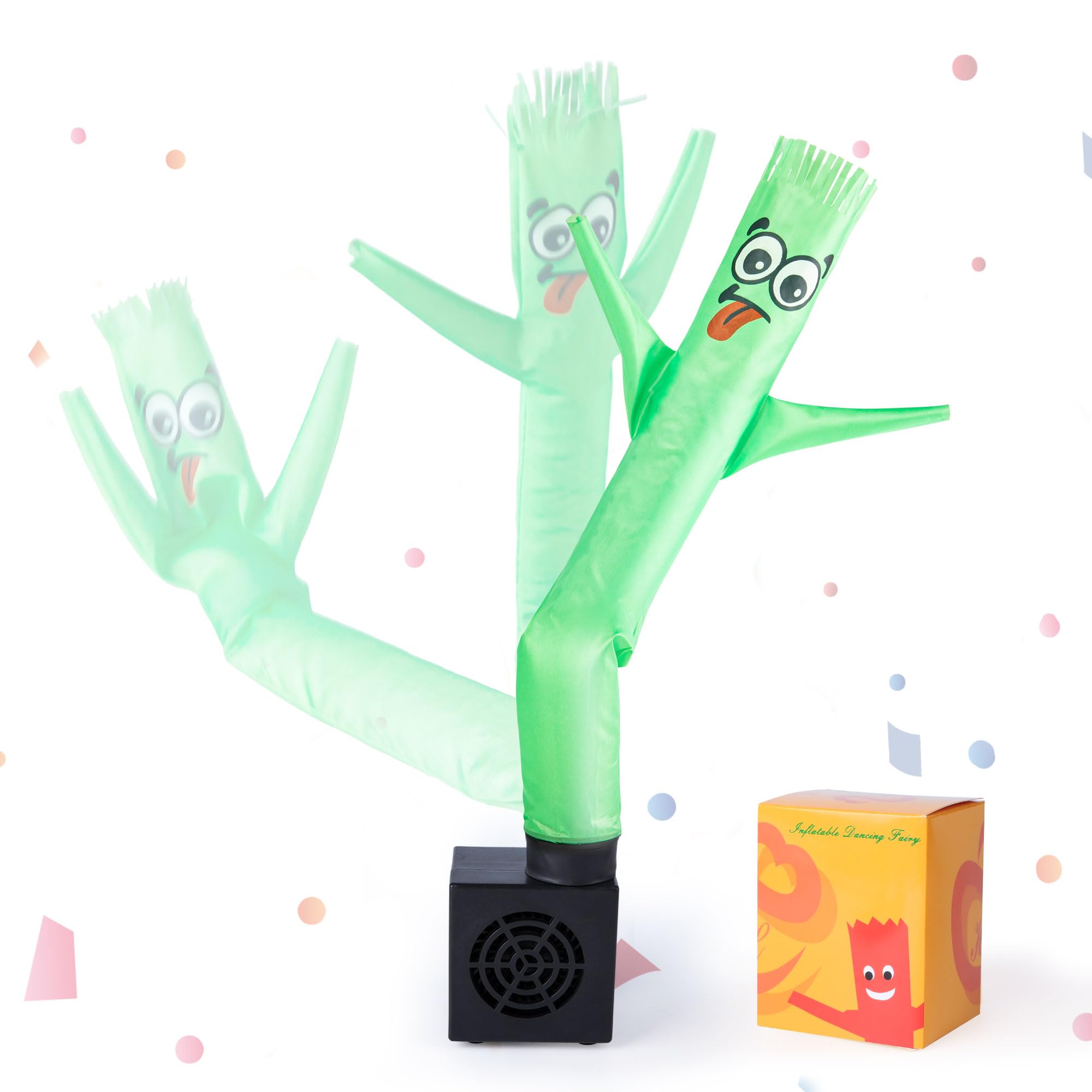 Photo 1 of Mini Wacky Waving Inflatable Tube Guy Prank Office Humor Mini Inflatable Tube Man with Blower and USB Powered for Store Fronts Parties Home Decor Birthday Gift-Green