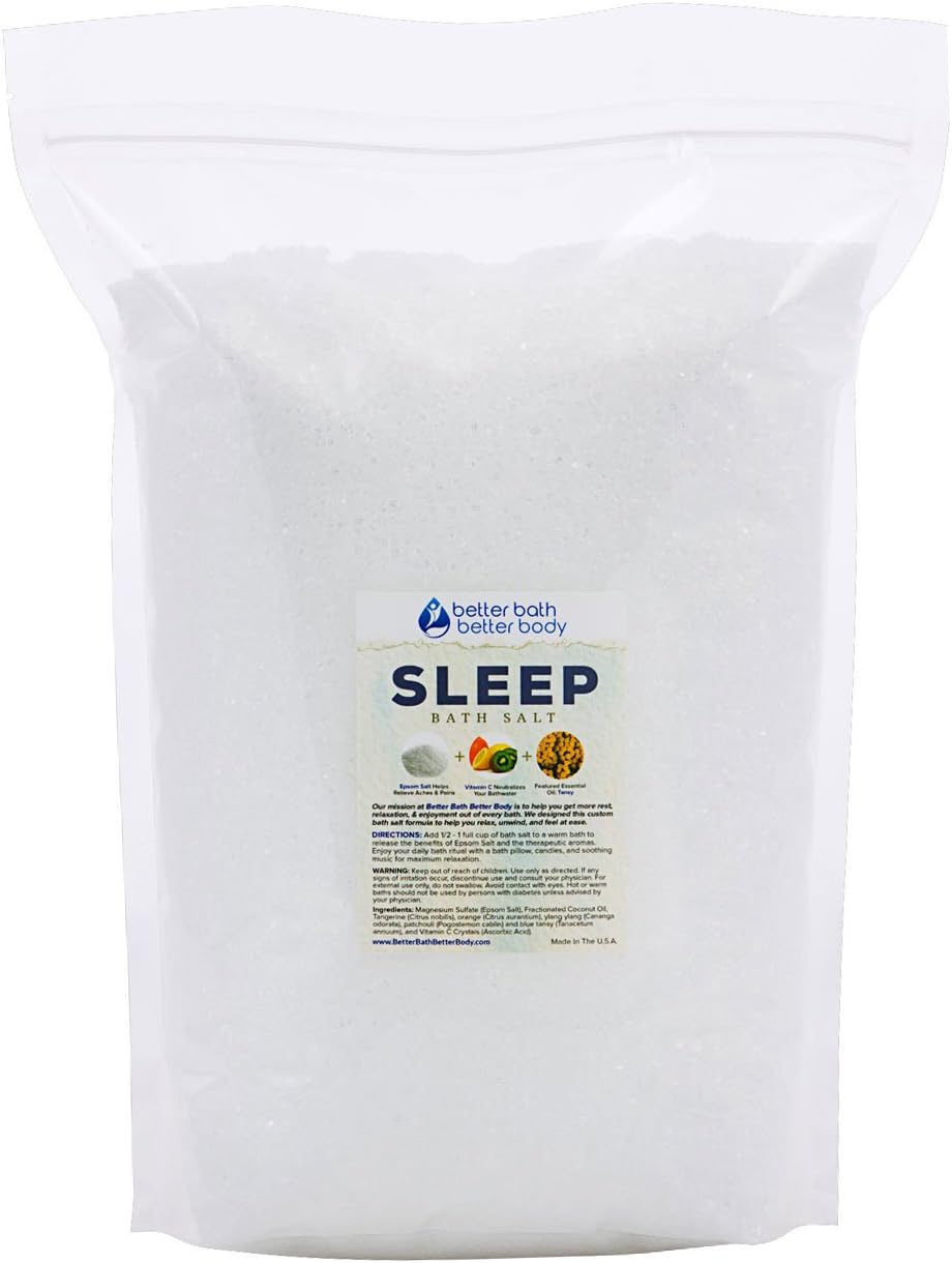 Sleep Bath Salt 12 Pounds Bulk Size (192 Ounces) - Free Priority Shipping - Epsom Salt With Tansy Essential Oils & Vitamin C - All Natural No Perfumes No Dyes - Get A Better Night’s Sleep Naturally