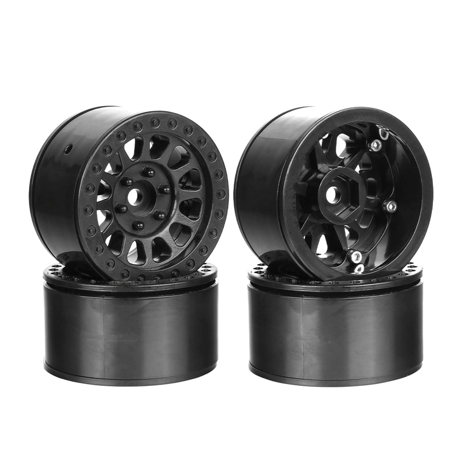 KEEDA Plastic 1.9 inch Beadlock Wheels Upgrade Parts for SCX10 TRX4 MST RGT Redcat Gen8 VS4-10 1/10 RC Crawler Car (Black)