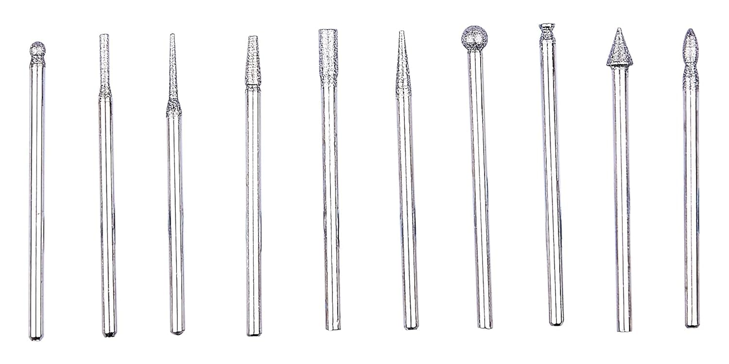10 Piece Diamond Burr Set for Craft, Modelling and Repair Work
