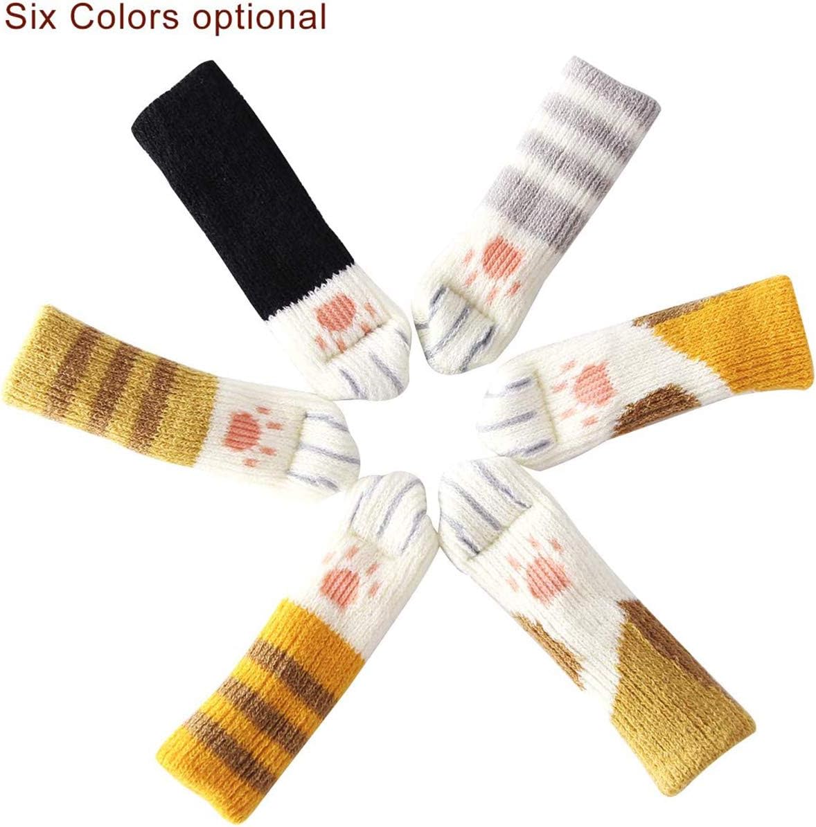 POFET 24pcs Chair Socks (6 Sets), Cute Cat Paw Furniture Leg Covers Caps Pads, Reduce Noise Chair Socks Floor Protector - Image 3