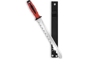MAUDIBOZZ Insulation Knife - Sod Cutter Knife: stainless steel 11.14-Inch sharp blade, double side utility Lawn Repair Saw with Nylon Sheath (new red)