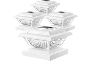 ELECLINK Solar Post Cap Lights 4 Pack, Warm White Solar Outdoor Post Lights, Waterproof Fence Post Cap Lights Solar Powered Fit 3.5x3.5 4x4 4.5x4.5 5x5 5.5x5.5 Post for Garden Fence Deck Yard