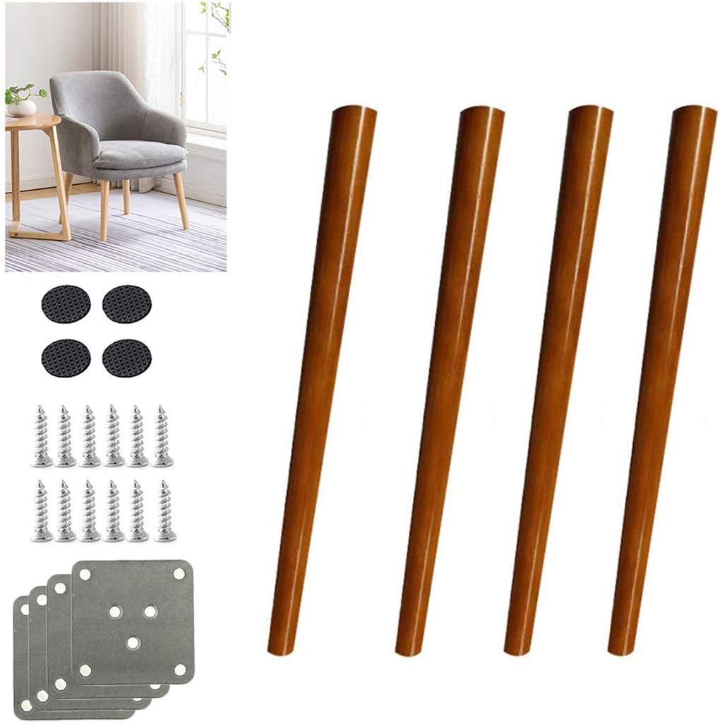 APAN 4Pcs Solid Wood Furniture Legs,Oak Feet,Desk Legs,Replacement Dining Table Feet