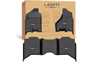 LASFIT Floor Mats 2013-2018 for Dodge Ram 1500/2500/3500 Crew Cab, 2019-2024 for Dodge Ram 1500 Classic Crew Cab 4 Full Size Doors All Weather TPE Custom Fit Car Mats Floor Liners 1st & 2nd Row, Black