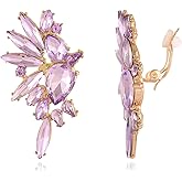 Met-edianger Vintage Rhinestone Statement Clip on Earrings Retro Crystal Drop Dangle Earrings Cluster Non Pierced Earrings for Women