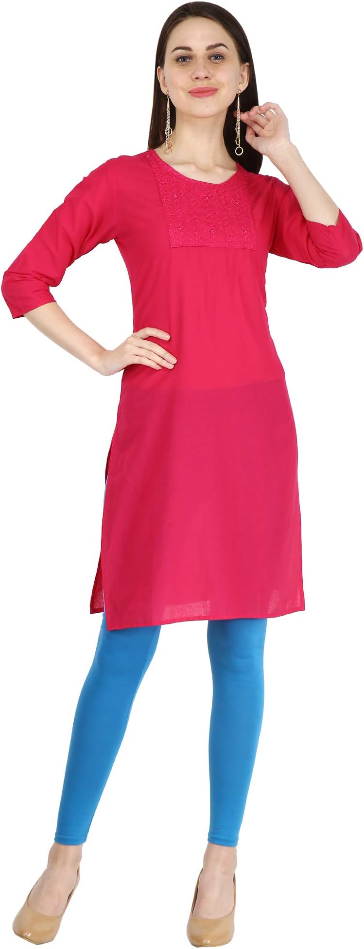 Ramkudi Indian Women's Embroidered Cotton Kurti Top