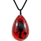 REALBUG Black Scorpion Necklace, Red, Large