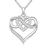 Fenthring Heart Necklace Infinity Necklaces for Women 925 Sterling Silver Infinity Heart Pendant Jewelry for Mothers Day
