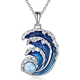 AXELUNA Wave Necklace Sterling Silver Ocean Wave Jewelry for Women Girls Mother Wife