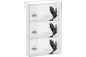 Cq acrylic Rubber Glove Holder for Wall Mount,Clear Disposable Glove Dispenser and Glove Box on Wall,Multipurpose Wall Floating Mask Dispenser and Medical Gloves Rack Storage,10.2”x16”x3.5” Pack of 1