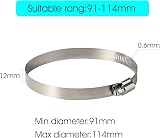 TUPARKA 4 Pack Large Stainless Steel Hose Clips 91-114mm Adjustable view 2