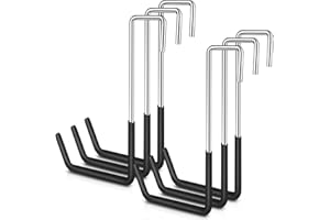 BOBOKA 6 Pack Heavy Duty Rafter Hooks for Hanging Vinyl Coated Large S Hooks for Hanging Ladder Bike Hangers Garage Storage Organizer Black