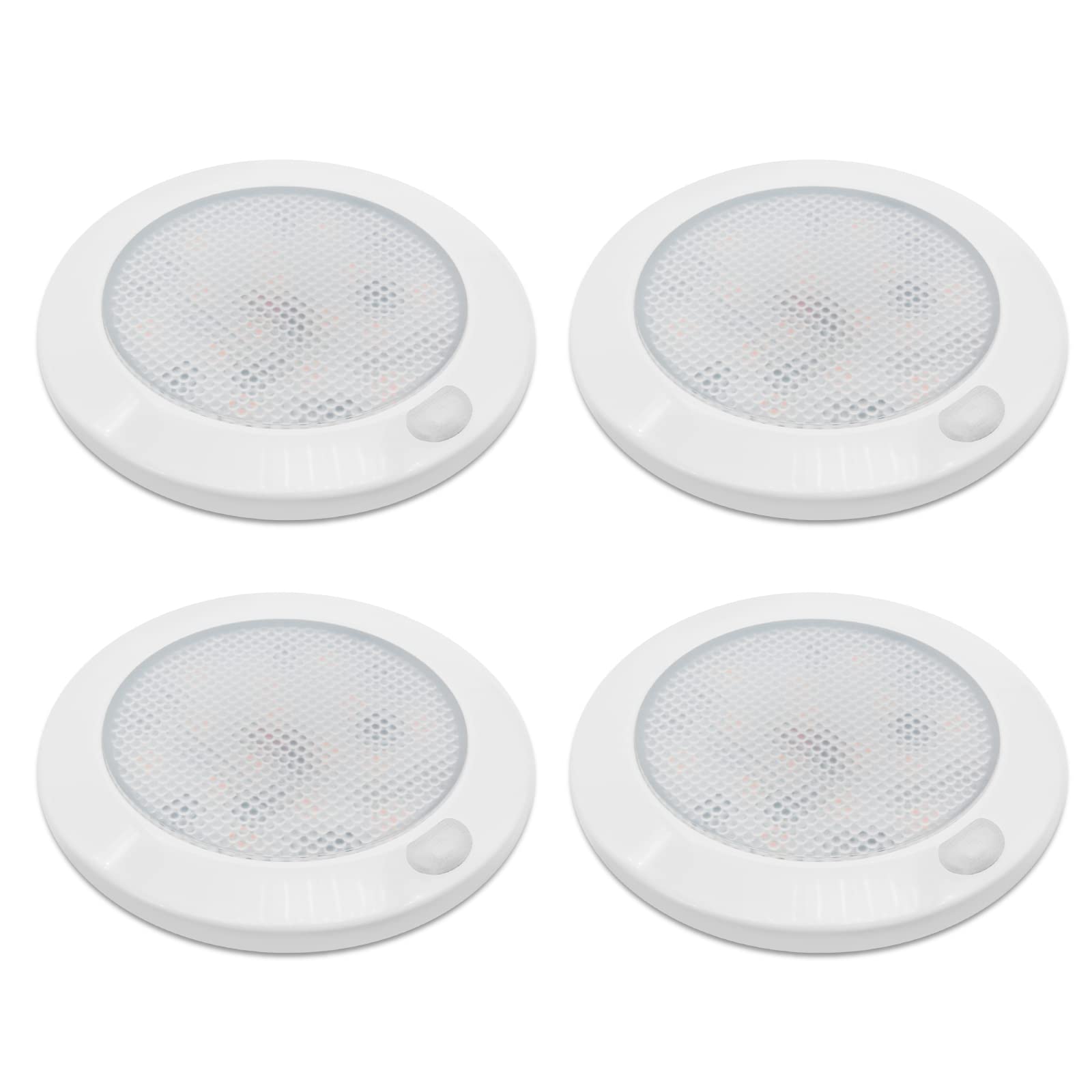 Dream Lighting 12v LED Campervan Lights Dimmable Caravan Lights Interior Warm White 3000K 3INCH Round Light IP44 2.4W 150LM Ultra Flat Motorhome Lighting Set of 4