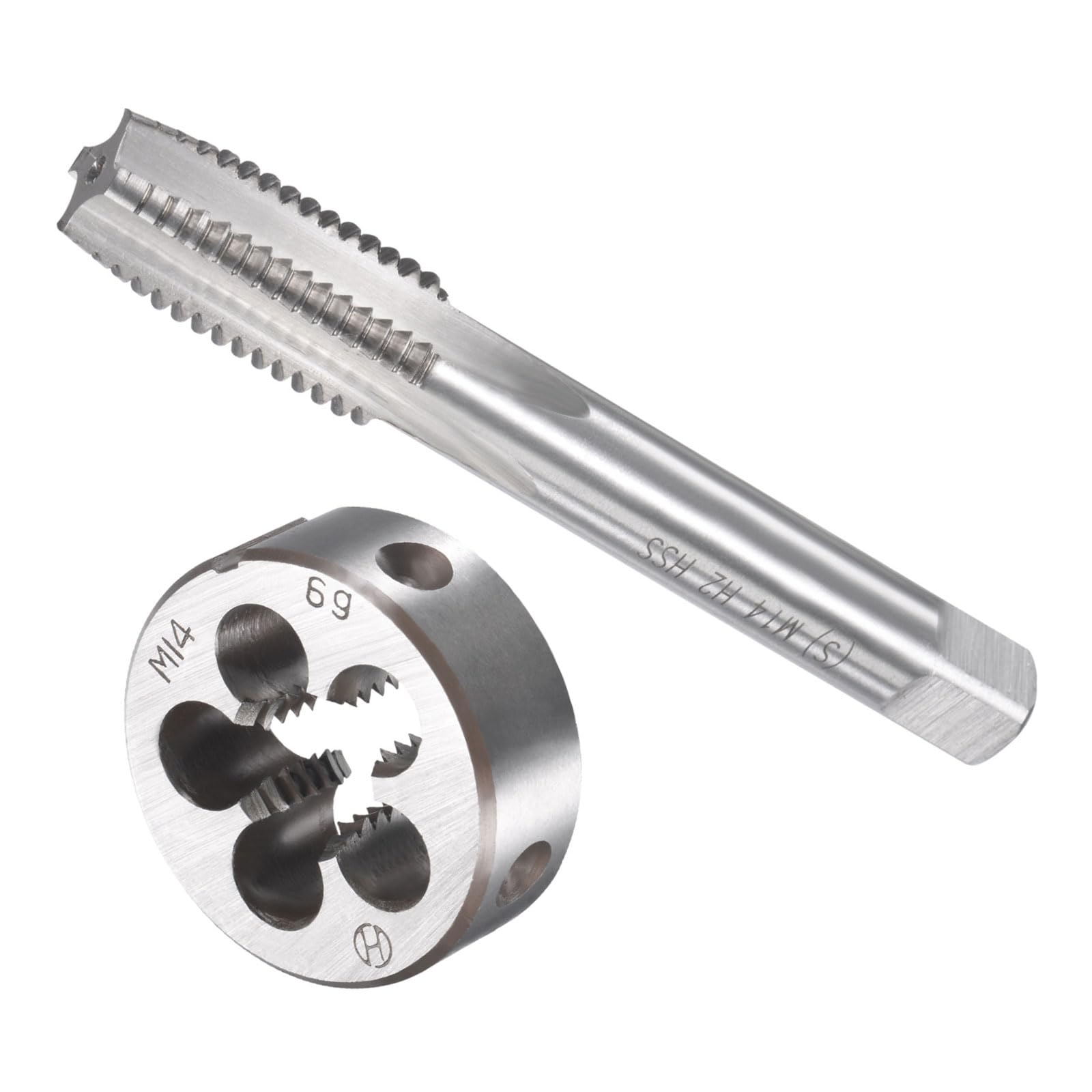 CoCud Tap and Die Set, M14 x 2 Thread, Metric High-Speed Steel Machine Screw Tap & Round Die Tool Kit - (Applications: for Threading Tapping Repairing), 1-Set