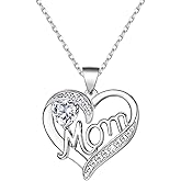 NALISASA Heart Necklace for Women,Mother's heart-shaped pendant necklace, Love Heart Pendant with Cubic Zirconia and Infinity Necklace, 925 Sterling Silver Heart Necklace for Mother's Day.