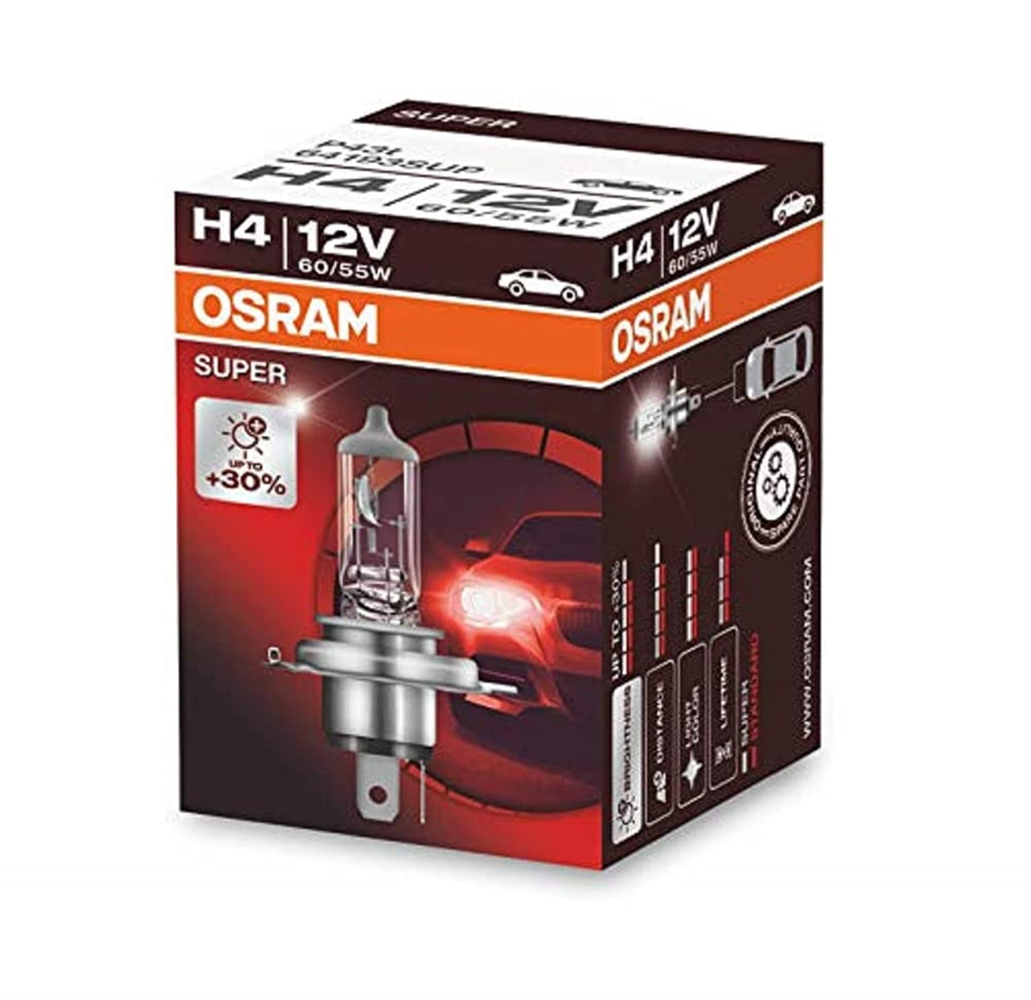 OSRAM 64193SUP Super H4 Car Lamp, 12 V, 60/55 W