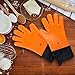 Silicone Oven Gloves - Great Heat Resistant Mitts Extra Long with Internal Cotton Lining for Cooking, Pot Holder, Grilling, BBQ, Baking And Smoking - Orange