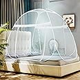 Omont Pop Up Bed Net Tent with Bottom, Folding Design Bed Canopy for Bedroom and Outdoor Trip,Easy to Install and Wash for Twin to King Size Bed (79 x71x59 inch)(White)
