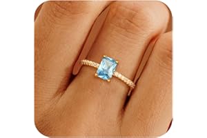 Honsny Gold Birthstone Rings for Women Non Tarnish Wedding 14K Gold Plated Emerald Engagement Promise Rings Cubic Zirconia Stackable Dainty Gemstone Pinky Eternity Band Ring Jewelry Birthsday Gifts