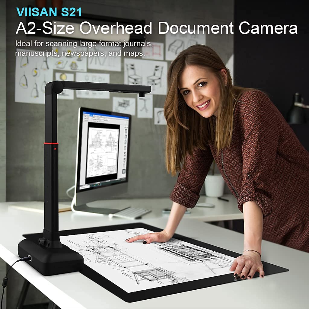 VIISAN Large Format Book & Document Scanner, Capture Size A2/A3, 26MP USB Document Camera with Auto-Flatten, Fingerprint Removal Technologies, Multi-Language OCR, Compatible with Windows & macOS